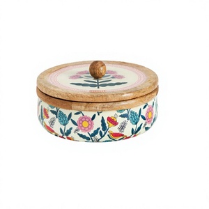 Boîte à chapati en bois faite à la main, boîte à roti, conteneur de taille personnalisée, forme ronde, pour hôtel et restaurant. - Product Image 1
