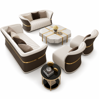 Ensemble de Canapés en Cuir de Luxe, Design Italien Tendance, pour Villa Haut de Gamme, Décoration de Salon, Canapé Créatif