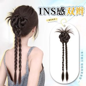 Autres tresses de style chinois, queue de cheval double torsadée, extensions de cheveux à pince en fil résistant à la chaleur pour femmes - Product Image 3