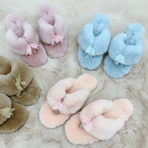 Tùy Chỉnh Mềm Thong <span class=keywords><strong>Flip</strong></span> Flop Shearling Fur Dép <span class=keywords><strong>Fuzzy</strong></span> Fluffy Hở Ngón Nhà Fluffy Lông Cừu Dép Đi Trong Nhà Cho Phụ Nữ - Product Image 4