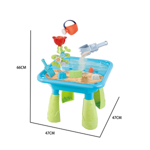 Table de jeu pour enfants avec sable et eau, 14 pièces, ensemble d'activités de plage amusant à double bassin avec arrosoir, jouet d'extérieur en PP pour tout-petits - Product Image 3