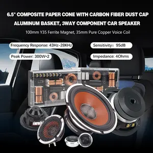 OEM-el mejor sistema de altavoces para coche, componente de audio de fibra de carbono, altavoces de 3/2 vías de 6,5 pulgadas