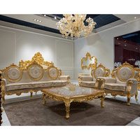 Canapé de luxe royal, ensemble de canapés en tissu à cadre doré, offre spéciale, beau canapé de mariage en bois de luxe