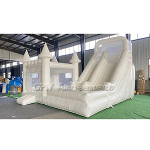 Alquiler de fiestas, castillo hinchable blanco inflable, combo de rebote, castillo hinchable al aire libre con tobogán - Product Image 4