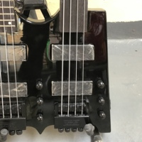 Basse Électrique sans Tête à Double Manche 4+4 6+4s, Acajou Brillant, Micros H-H, Accastillage Noir, Livraison Gratuite