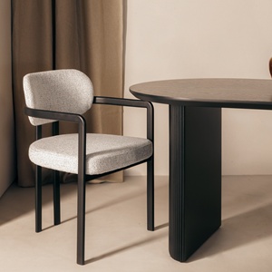 <span class=keywords><strong>Sedia</strong></span> da Pranzo Contemporanea <span class=keywords><strong>in</strong></span> Metallo con Braccioli Integrati, Telaio Verniciato Personalizzato, Seduta e Schienale <span class=keywords><strong>in</strong></span> <span class=keywords><strong>Tessuto</strong></span>, Facile da Montare, 2 Pezzi per Scatola - Product Image 1