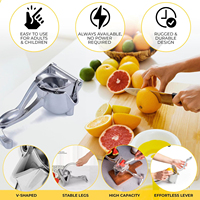 Presse-citron manuel en alliage d'aluminium durable, grande capacité, design portable, facile à nettoyer, écologique, logo personnalisable, LFGB