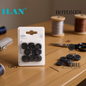 Bottoni Neri Ilan 20mm 12 Pezzi per Cucito e Abbigliamento - Product Image 3