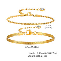 Chaîne à lame en acier inoxydable à double couche à la mode avec chaîne torsadée et bracelet géométrique pour femme incrusté de zircon