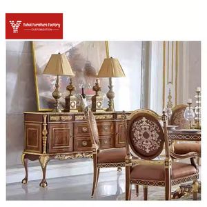 Mesa de Comedor Redonda Estilo <span class=keywords><strong>Castillo</strong></span> de <span class=keywords><strong>Windsor</strong></span>, Estilo Europeo Moderno con Paneles Tallados en Madera Sólida para Muebles de Hogar - Product Image 4