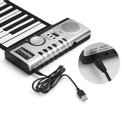 Amazon best selling portable 61 key silicone hand roll piano electronic organ with speaker for enlightenment instrument