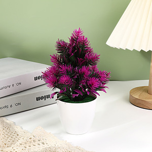 Plante artificielle en pot en forme de cône de pin, 20 cm de hauteur, décoration en plastique pour la maison, le hall d'hôtel - Product Image 4