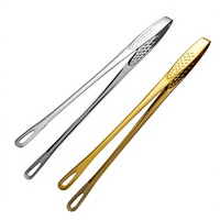 Pince à barbecue multifonctionnelle de style coréen moderne et minimaliste en acier inoxydable 304 pour plaques de cuisson en pierre et buffets ; couleur dorée