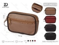 <b>Small</b> Square Genuine Leather Coin <b>Purse</b> Double Zipper Minimalist Unisex Wallet - Product Image 1
