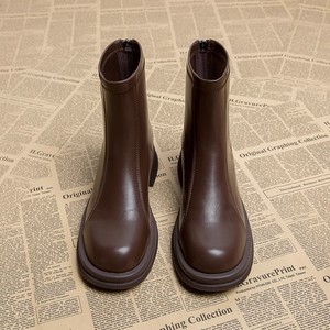 <span class=keywords><strong>Bottines</strong></span> en <span class=keywords><strong>cuir</strong></span> souple pour enfants, automne-hiver 2023, nouvelle collection coréenne, courtes pour femmes, <span class=keywords><strong>talon</strong></span> épais français, petite cheville chic, super tendance, fines - Product Image 4