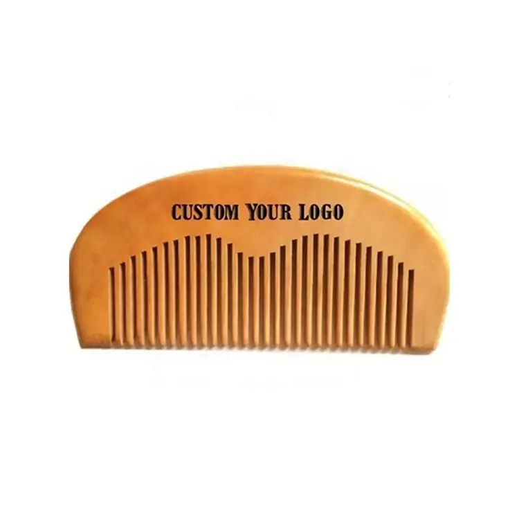 Частная марка, расческа для волос карманного размера, натуральная персиковая деревянная расческа для бороды для путешествий