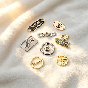 Cheap Wholesale Custom Zinc Alloy 2 Hole Engraved Brand Logo Metal Plates <b>Tags</b> for Shoes Cloth <b>Bags</b> Swimwear Accessories - Product Image 5