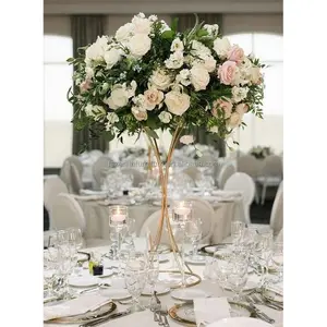 Wedding table decoration tall metal frame gold flower centerpiece stand