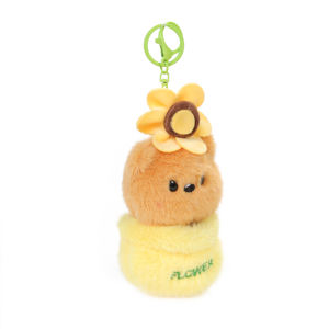 Portachiavi Personalizzato a Forma <span class=keywords><strong>di</strong></span> Orsetto con Fiore, Design Carino, Morbido, in Peluche, con Icona Personalizzabile - Product Image 1