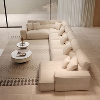 Sofá cama de nube de plumas blancas de lujo moderno, sofá modular en forma de U, sofá seccional