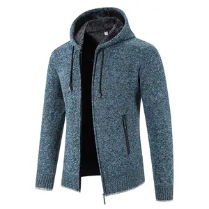 Men's Autumn and Winter New Men's Knitted Hooded Casual Cardigan Zipper Youth Sweater Jacket