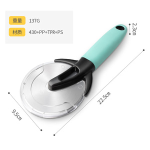 Cyan Pizza Cutter Stainless Steel Single Wheel With Protective Cover For Pizza <b>Slicing</b> Tools - Product Image 4