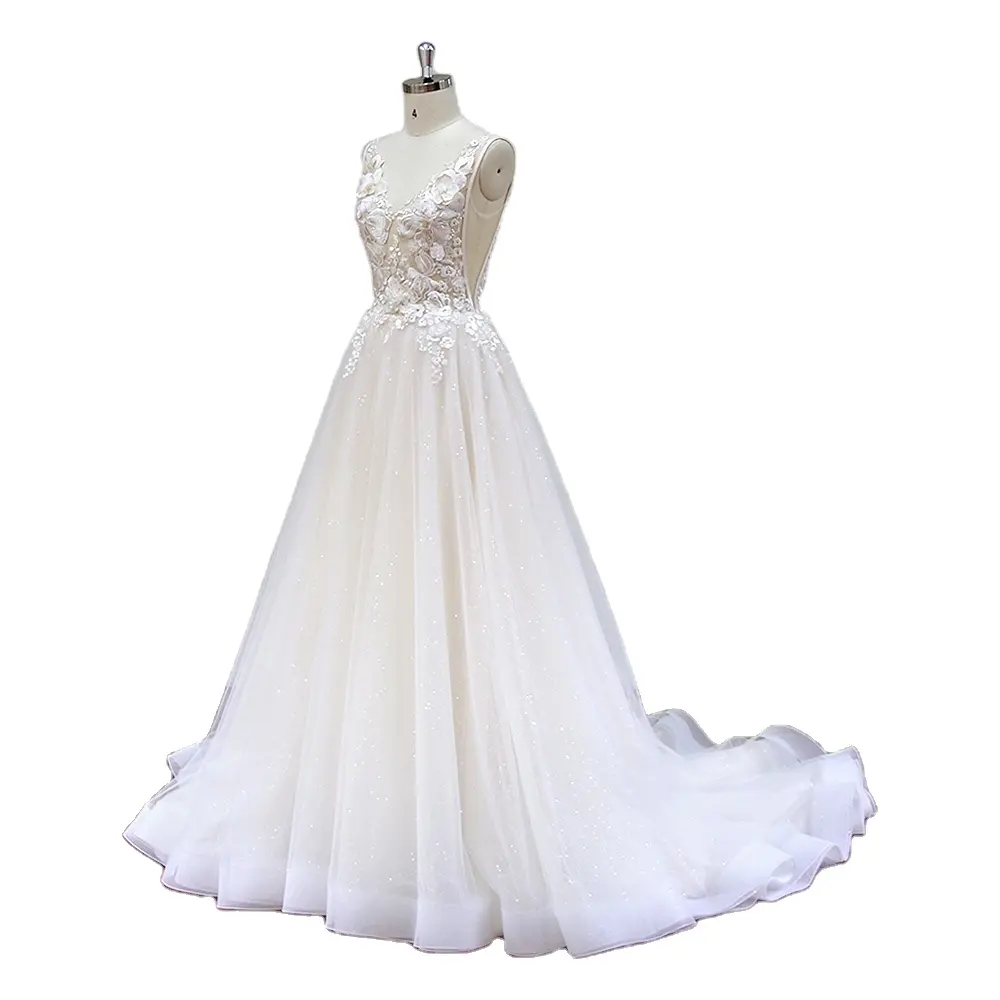 Robe de mariée cristal à longue queue, tenue de bal, de mariage, luxueuse, faite à la main, en chine, turquie, 1 pièce