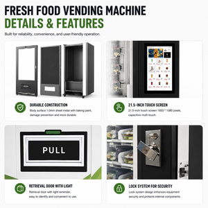 Distributeur automatique de salades à écran tactile de 21,5 pouces pour salades fraîches, fruits emballés, desserts sucrés, vente pour les entreprises, petites machines distributrices de nourriture - Product Image 3