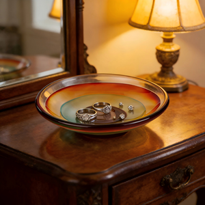 Bol en verre ovale dégradé de couleur, forme circulaire avec des teintes en couches. Idéal pour <span class=keywords><strong>la</strong></span> décoration intérieure, le service de fruits - Product Image 3