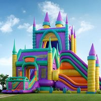 Trampolín Inflable Familiar para Exteriores, Castillo Hinchable Seguro para Niños y Adultos para Practicar Saltos