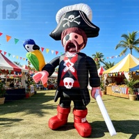 Mascotte gonflable géante personnalisée de 3 m, capitaine pirate de dessin animé avec perroquet, pour événements publicitaires de parcs à thème d'Halloween