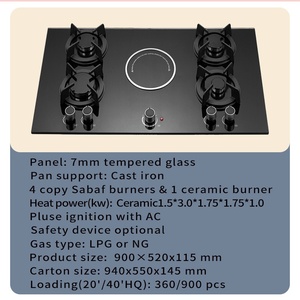Tốt Nhất Bán Nhà Thiết Bị Nhà Bếp Được Xây Dựng Trong Gas Điện Hobs Với 4 <span class=keywords><strong>Burner</strong></span> 1 Tấm Nóng Tempered Glass Gas Điện Hobs - Product Image 4