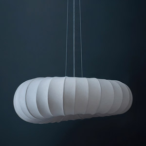 Lustre rond en tissu de style japonais, six ampoules E27, pour la décoration intérieure - Product Image 2