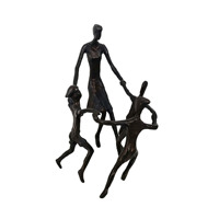 Statuette Moderne en Fer de Mère et Enfant Jouant, Sculpture Parent-Enfant, Statue de Personnage Familial Faite à la Main pour Table de Salon