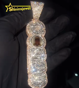 Colgante de diamante personalizable S925 plata letra nombre Iced Out <span class=keywords><strong>Moissanite</strong></span> 18K chapado en oro para rapero Hip Hop dijes colgante - Product Image 3