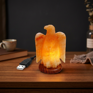 Lampe en sel rose de l'Himalaya de haute qualité, forme de lotus, mini USB, décoration d'intérieur personnalisée, bol à fleurs sculpté, Feng Shui - Product Image 1