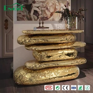 Console d'entrée en laiton plaqué or italien avant-gardiste, ensemble <span class=keywords><strong>de</strong></span> meubles sur piédestal <span class=keywords><strong>de</strong></span> luxe Art Déco pour projets hôteliers 5 étoiles et villas - Product Image 2