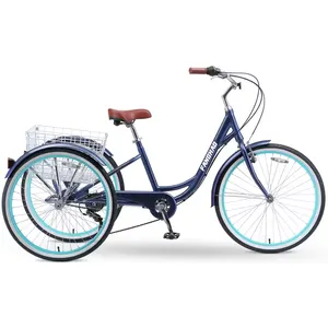 7 tốc độ dành cho người lớn Trikes 20 24 26 inch 3 bánh xe đạp dành cho người lớn ba bánh ba bánh xe đạp hành trình Trike với giỏ mua sắm