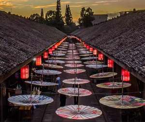 Parapluie de décoration de plafond japonais chinois, accessoires de danse artisanal, parasol en soie fait à la main, parapluie en papier huilé - Product Image 5