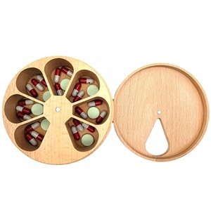Caja <span class=keywords><strong>de</strong></span> <span class=keywords><strong>madera</strong></span> para guardar pastillas, organizador diario semanal <span class=keywords><strong>de</strong></span> medicina, vitamina, 7 días - Product Image 1