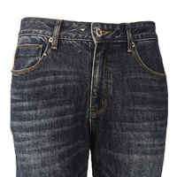 Jean vintage délavé pour homme, taille mi-haute, coupe slim, coupe crayon, bleu vieilli, avec rivets, broderies et appliqués