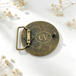 Boucle de ceinture ronde en bronze antique, en alliage de zinc, à plateau vide, personnalisable avec logo gravé, pour ceintures en cuir pour hommes, vente en gros - Product Image 3