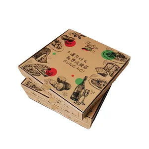 Groothandel Afhaalpizza Doos Prijs Goedkope Verpakking Papier Logo Custom Pizza Dozen Papier Dienblad Papier Boot Voedselverpakking