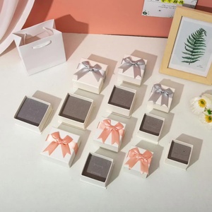 Recyclable Ribbon Bow Jewelry <b>Box</b> Ring <b>Box</b> with Foam Wholesale <b>Cheap</b> Paper White Jewelry <b>Box</b> - Product Image 3