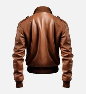 Veste en cuir pour homme pour l'hiver en cuir de vache de haute qualité Veste bomber Style streetwear Vêtements de mode avec col montant - Product Image 4