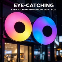 Panneau publicitaire dynamique pour vitrine, résistant aux intempéries, avec boîte lumineuse LED RGB à changement de couleur, effet yeux, pour signalétique d'ambiance et décoration d'arbre