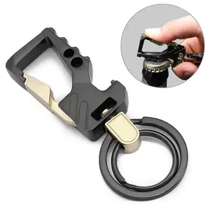 Custom Logo Stainless Steel and Zinc Alloy Heavy Duty Key Chain for Car Key Bottle Opener Carabiner Keychain
