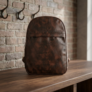 Sac à dos en cuir vintage classique marron, durable, fermeture éclair antivol, imperméable, sac de voyage pour ordinateur portable - Product Image 1