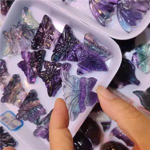 Natürliche Regenbogen Fluorit Schmetterlinge, Edelstein Kristall Schmetterlinge schnitzen