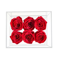 Boîte de rangement transparente en acrylique, boîte cadeau pour fleurs éternelles, style tiroir, boîte de présentation pour roses, souvenir de la Saint-Valentin, boîte à fleurs